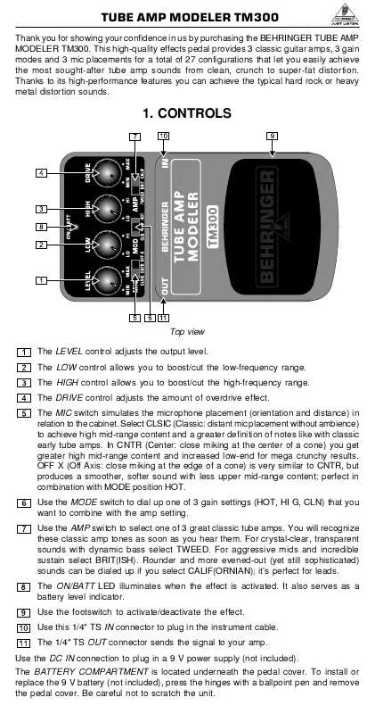 Mode d'emploi BEHRINGER TM300