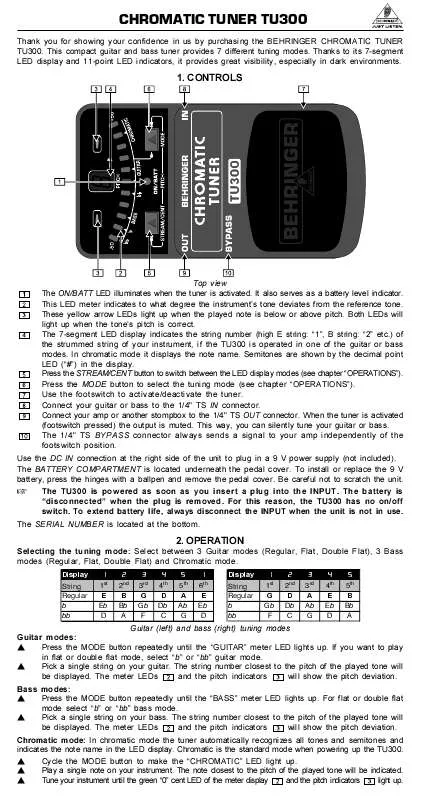 Mode d'emploi BEHRINGER TU300