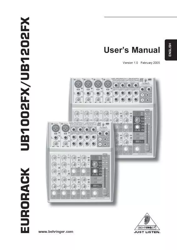 Mode d'emploi BEHRINGER UB1202FX