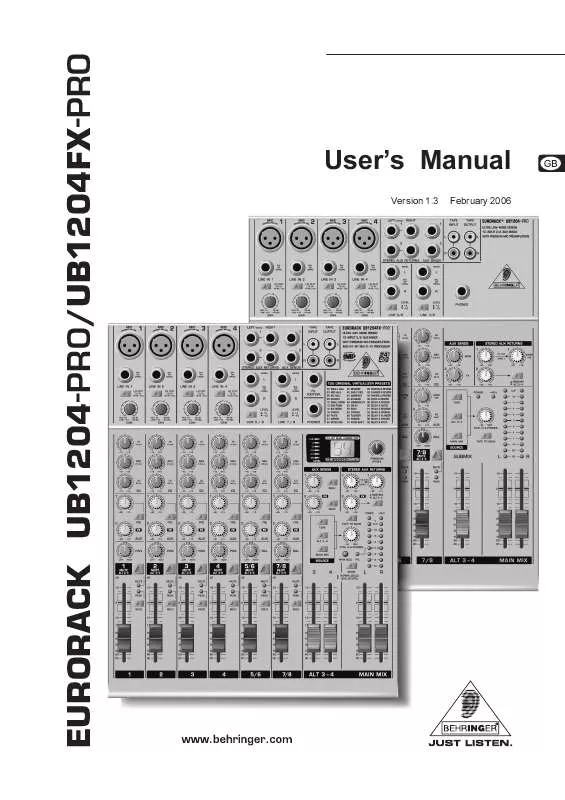 Mode d'emploi BEHRINGER UB1204-PRO