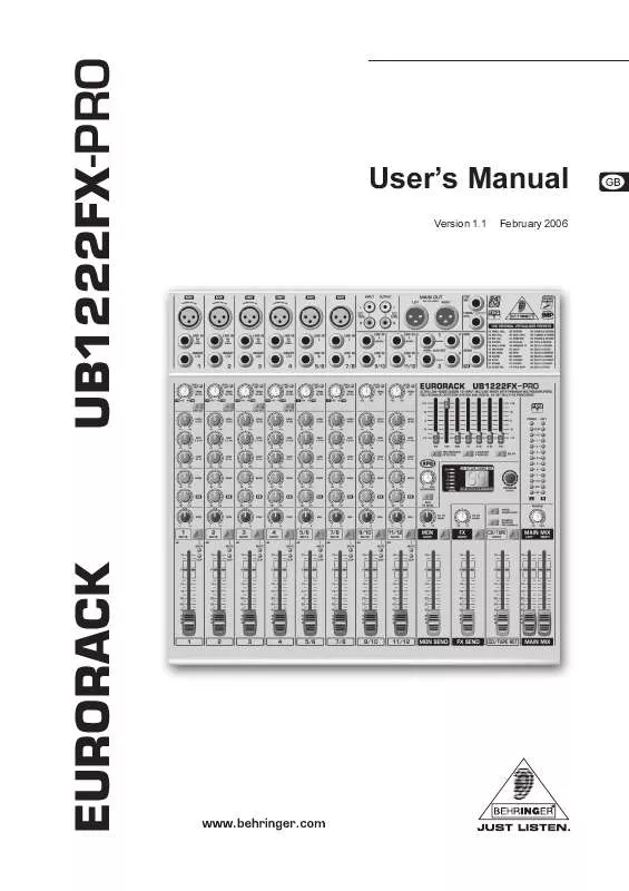 Mode d'emploi BEHRINGER UB1222FX-PRO