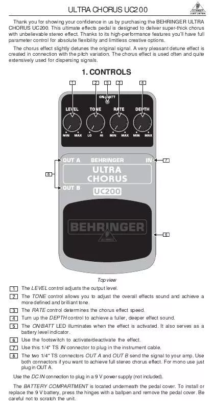 Mode d'emploi BEHRINGER UC200