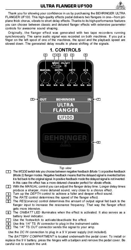 Mode d'emploi BEHRINGER UF100