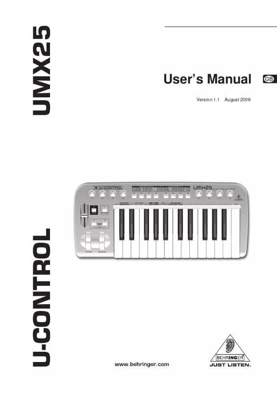 Mode d'emploi BEHRINGER UMX25