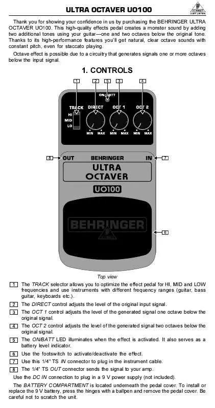 Mode d'emploi BEHRINGER UO100