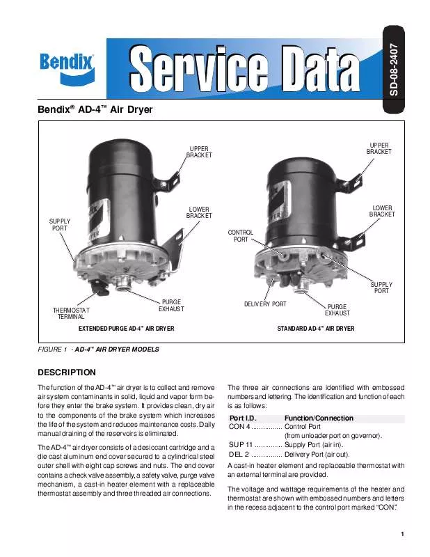 Mode d'emploi BENDIX AD-4 AIR DRYER