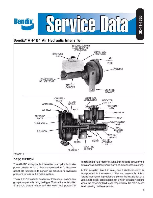 Mode d'emploi BENDIX AH-1B AIR HYD INTENSIFIER