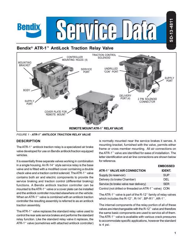 Mode d'emploi BENDIX ATR-1 ANTILOCK TRACTION RELAY