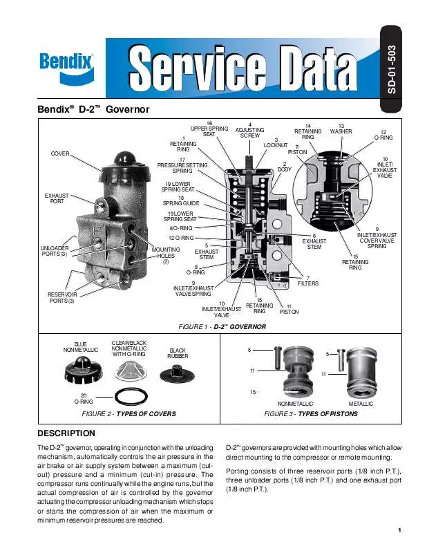 Mode d'emploi BENDIX D-2 GOVERNOR