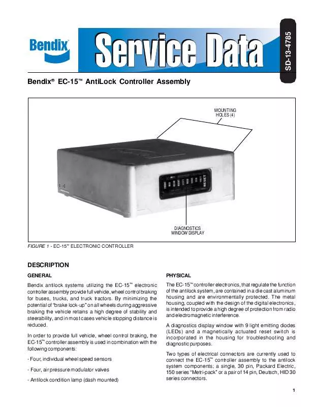 Mode d'emploi BENDIX EC-15 ANTILOCK CONTROLLER ASSY