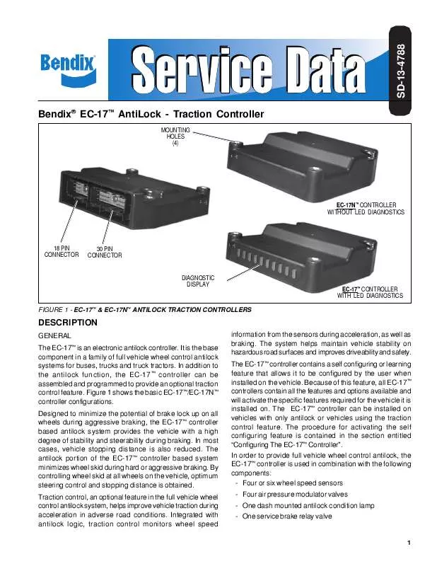 Mode d'emploi BENDIX EC-17 ANTILOCK TRACTION CONTROL