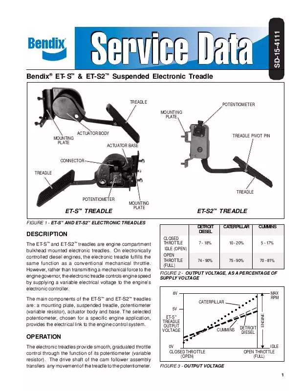 Mode d'emploi BENDIX ET-S SUSPENDED ELECTRON TREADLE