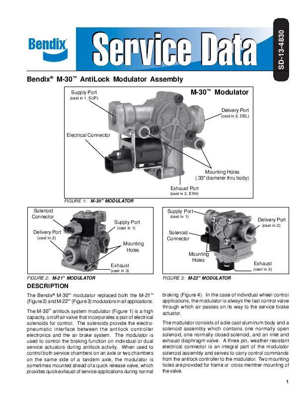 Mode d'emploi BENDIX M-30 ANTILOCK MODULATOR ASSY