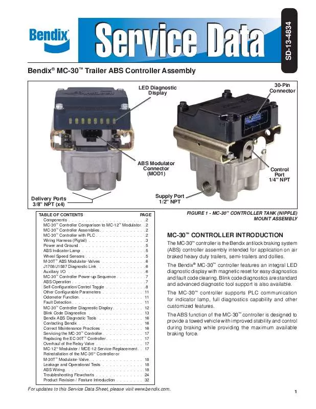 Mode d'emploi BENDIX MC-30 TRAILER ABS CONTROLLER