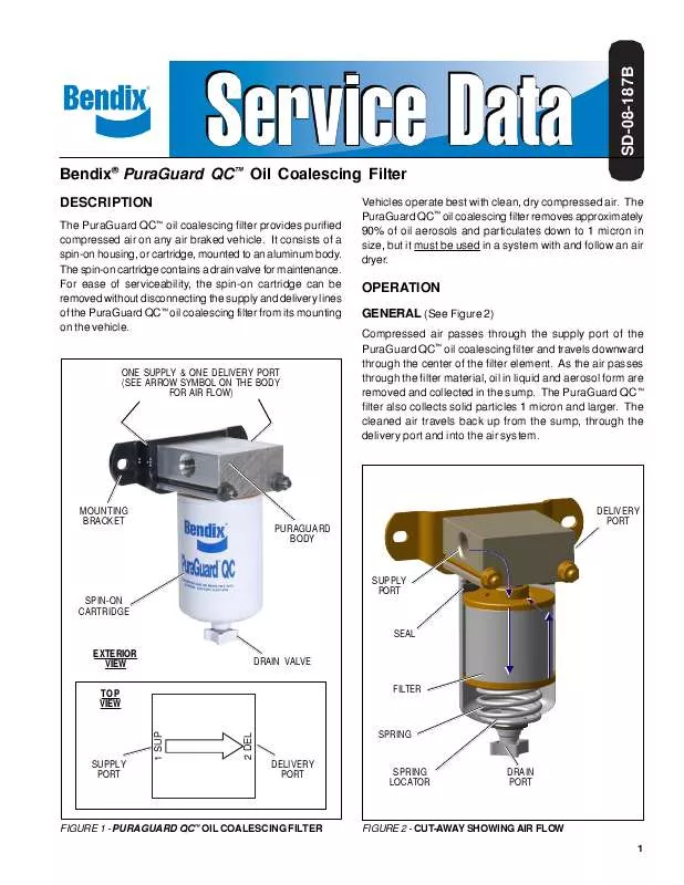 Mode d'emploi BENDIX PURAGUARD QC SYSTEM FILTER