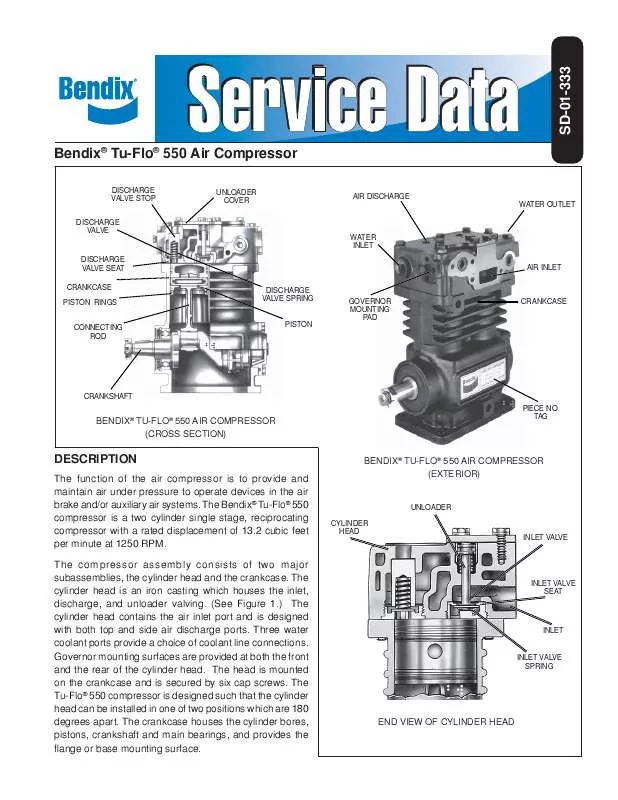 Mode d'emploi BENDIX TU-FLO 550 COMPRESSOR