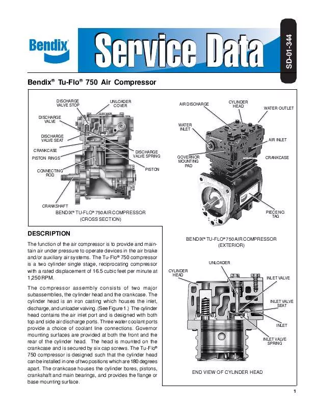 Mode d'emploi BENDIX TU-FLO 750 COMPRESSOR