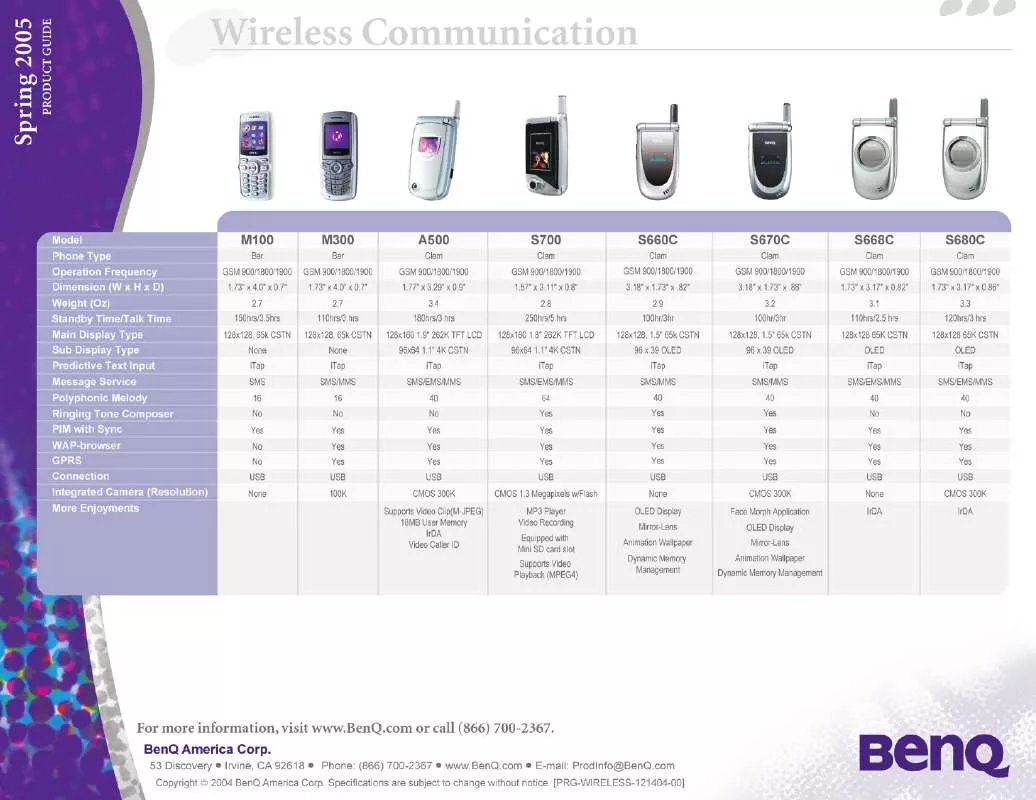 Mode d'emploi BENQ S680C