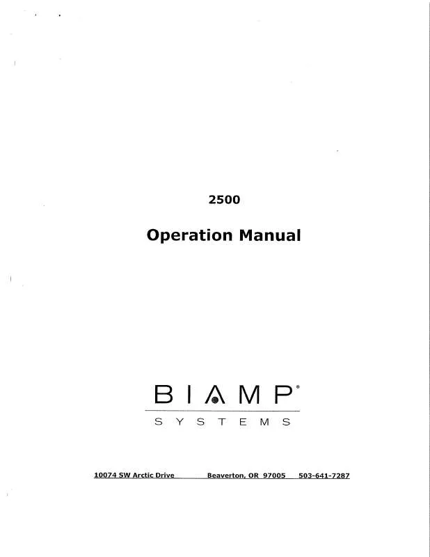 Mode d'emploi BIAMP 2500