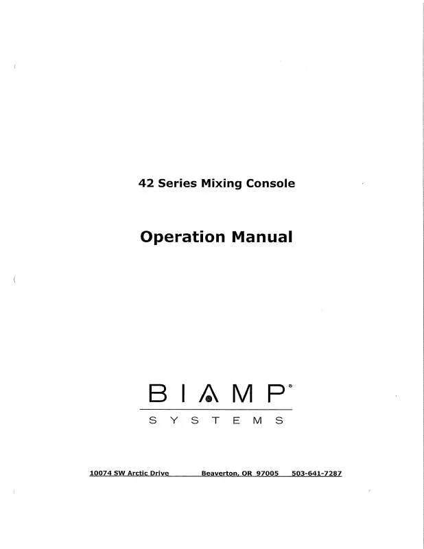 Mode d'emploi BIAMP 42 SERIES MIXING CONSOLE