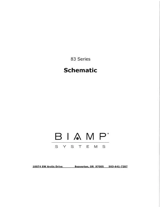 Mode d'emploi BIAMP 83 SERIES