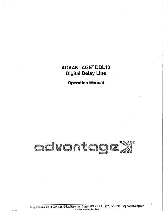 Mode d'emploi BIAMP ADVANTAGE DDL 12 DIGITAL DELAY LINE