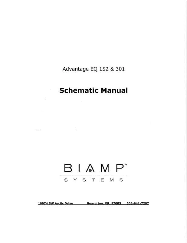 Mode d'emploi BIAMP ADVANTAGE EQ 152 AND 301