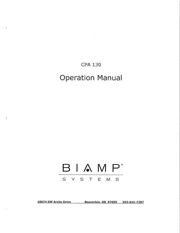 Mode d'emploi BIAMP CPA 130