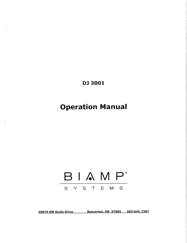 Mode d'emploi BIAMP DJ 3001