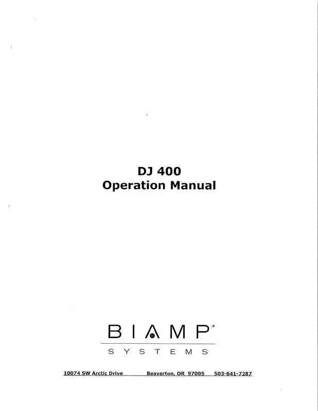 Mode d'emploi BIAMP DJ 4000