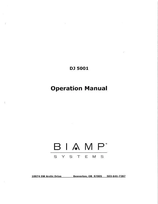 Mode d'emploi BIAMP DJ 5001