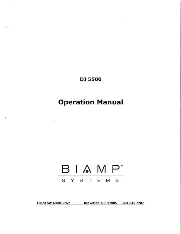 Mode d'emploi BIAMP DJ 5500