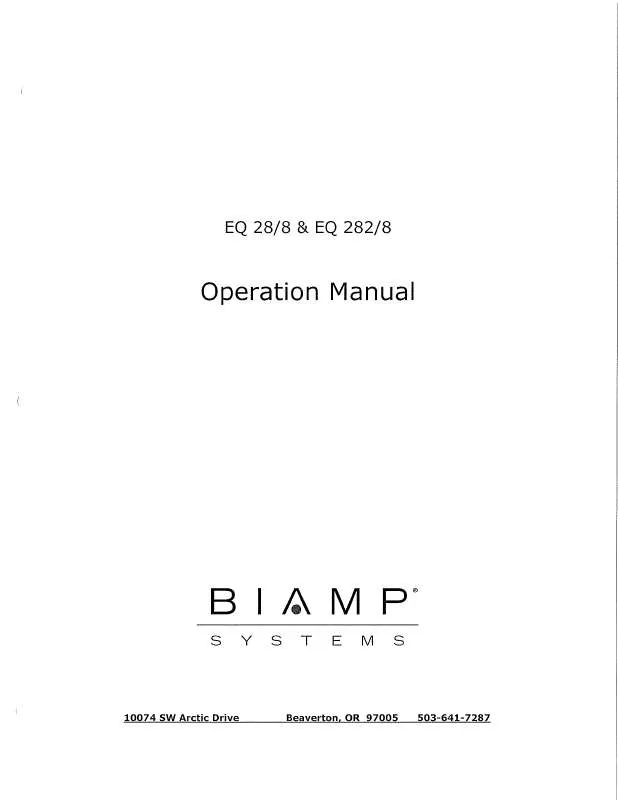 Mode d'emploi BIAMP EQ 28-8 AND EQ 282-8