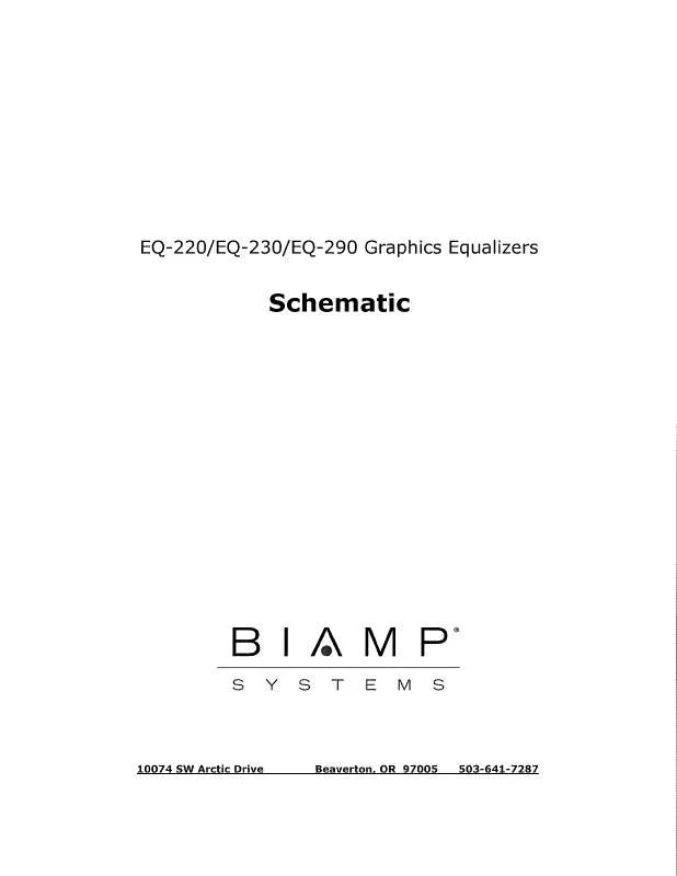 Mode d'emploi BIAMP EQ-220, EQ-230, EQ-290 GRAPHICS EQUALIZERS S