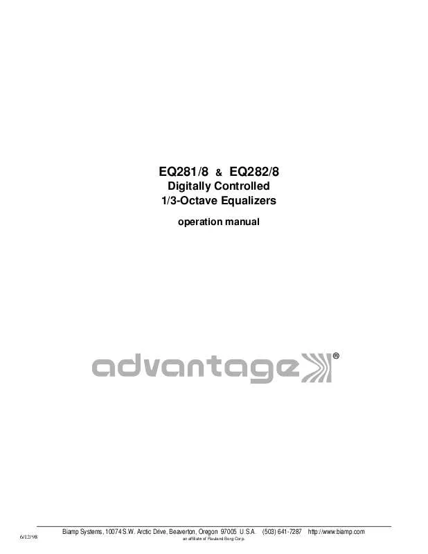 Mode d'emploi BIAMP EQ28X-8