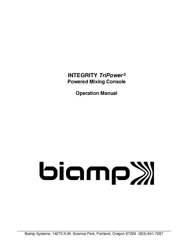 Mode d'emploi BIAMP INTEGRITY