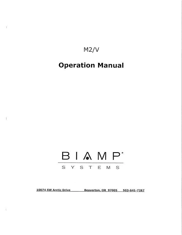 Mode d'emploi BIAMP M2-V