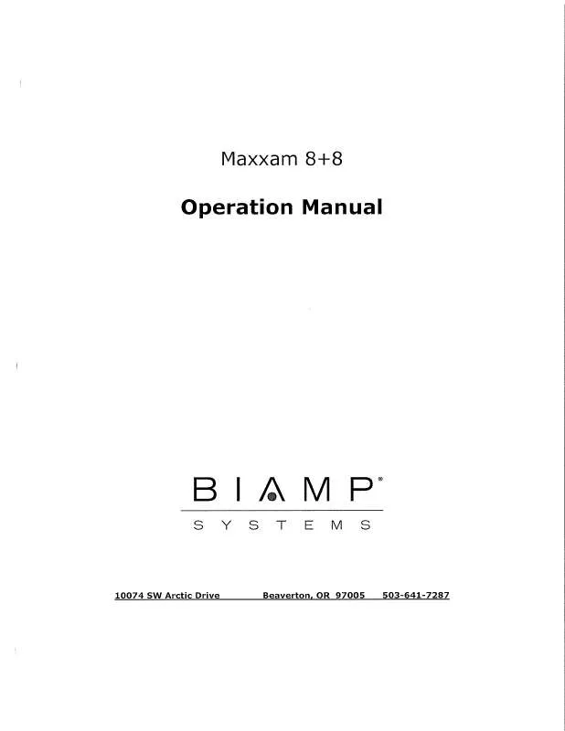 Mode d'emploi BIAMP MAXXAM 8 8 M2-V
