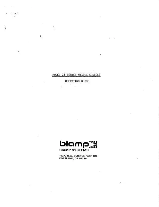 Mode d'emploi BIAMP MODEL 21 SERIES MIXING CONSOLE