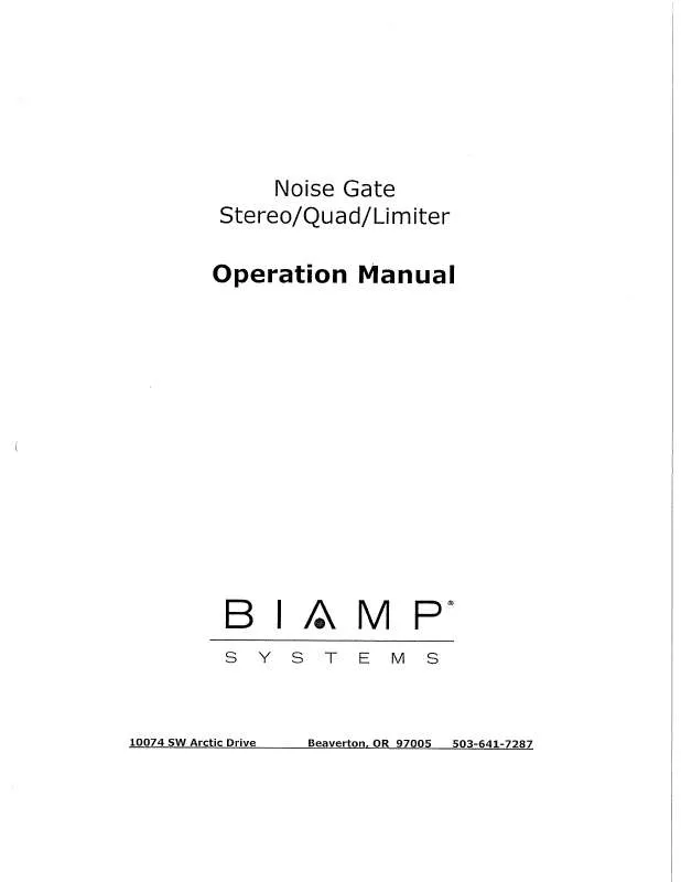 Mode d'emploi BIAMP NOISE GATE STEREO-QUAD-LIMITER