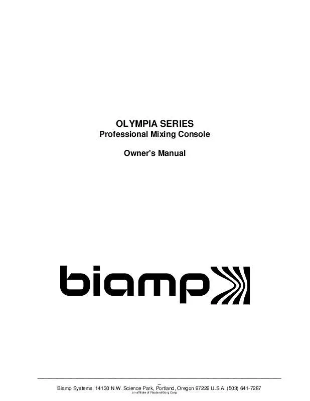 Mode d'emploi BIAMP OLYMPIA OWNER