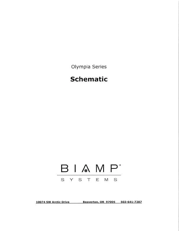 Mode d'emploi BIAMP OLYMPIA SERIES