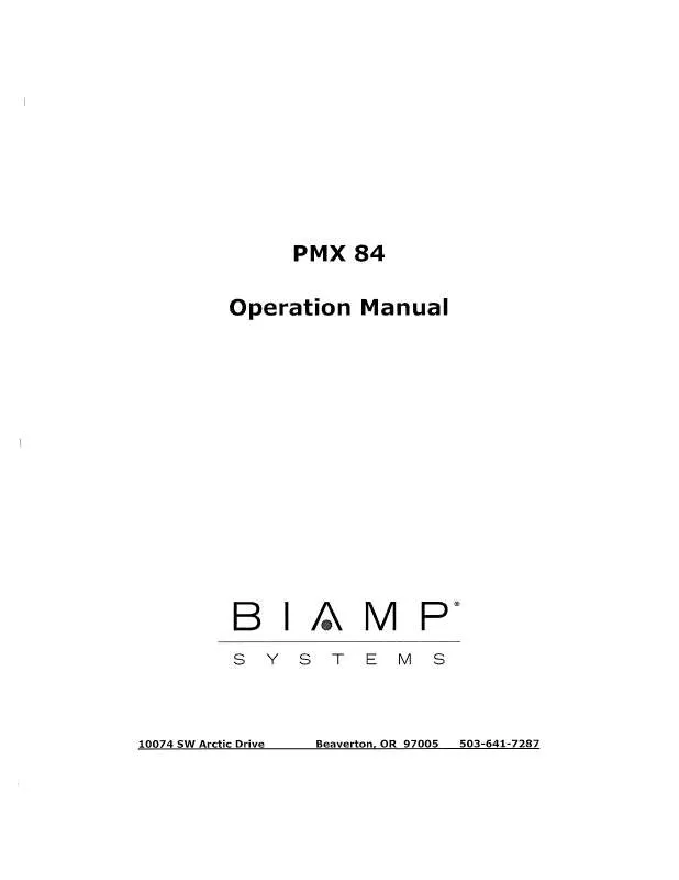 Mode d'emploi BIAMP PMX 84 M2-V