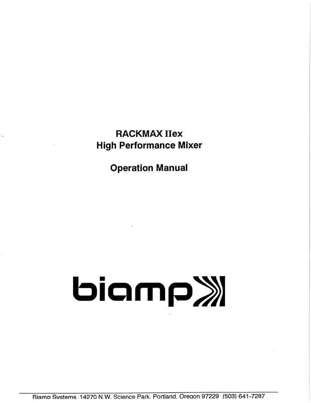 Mode d'emploi BIAMP RACKMAX IIEX