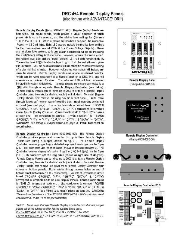 Mode d'emploi BIAMP REMOTE DISPLAY PANELS