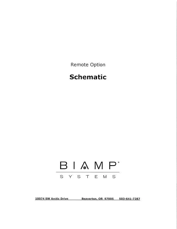 Mode d'emploi BIAMP REMOTE OPTION