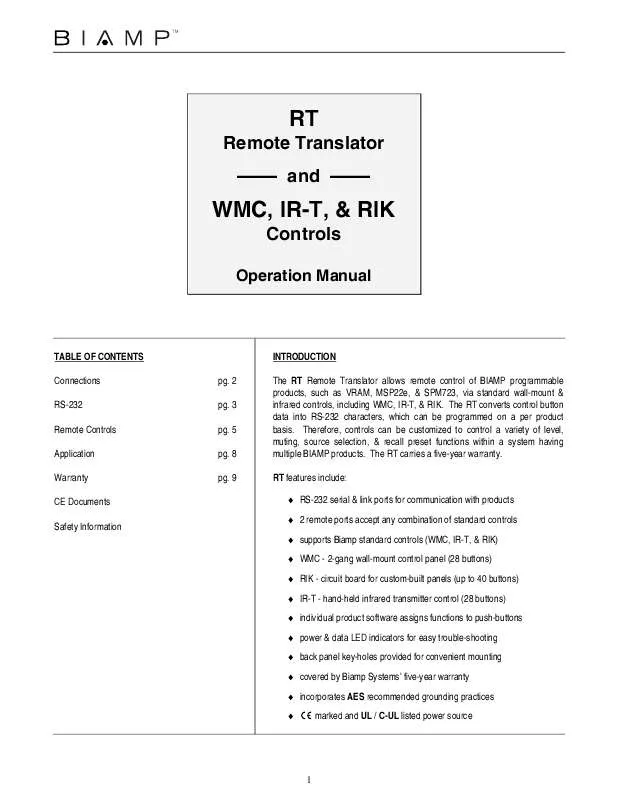 Mode d'emploi BIAMP RT