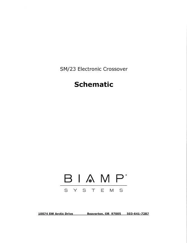 Mode d'emploi BIAMP SM-23 ELECTRONIC CROSSOVER