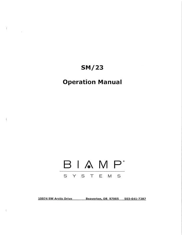 Mode d'emploi BIAMP SM-23 M2-V