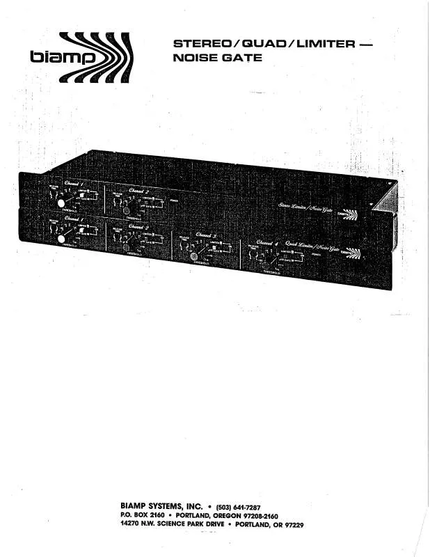 Mode d'emploi BIAMP STEREO QUAD-LIMITER NOISE GATE